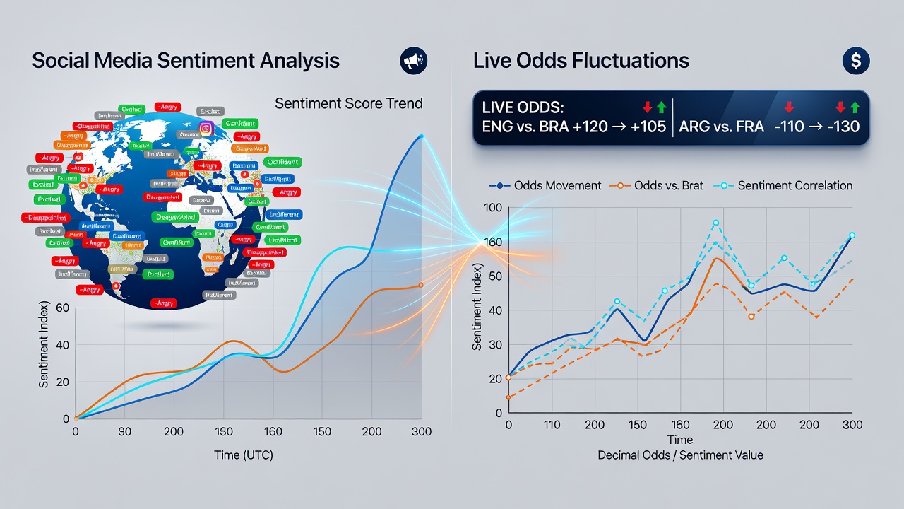 Analysts reviewing tennis match sentiment data streams and corresponding live odds adjustments on multiple screens