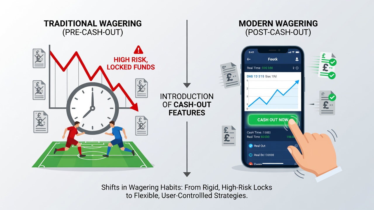 Football betting interface showing cash-out option on a live match screen